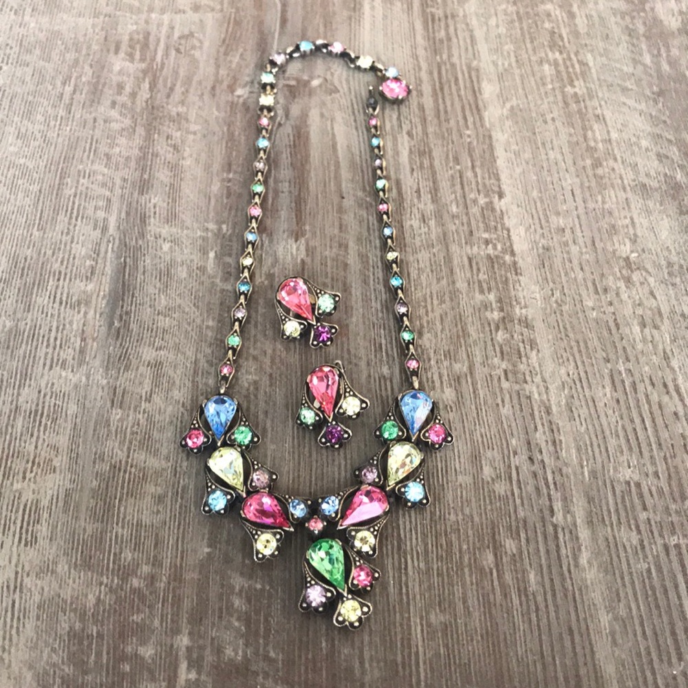 Bogoff Rhinestone Necklace & Earrings Vintage
